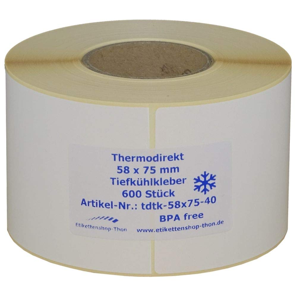 6.000 Thermoetiketten für Bizerba - Tiefkühlkleber - 58 x 75 mm - BPA frei - permanent haftend