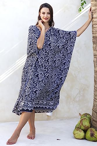Back From Bali Womens Loose Maxi Long Beach Dress Cover Up Caftan Floral4