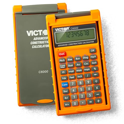 Victor C6000 Advanced Construction Calculator with Protective Case Displays in Fractional or Dimensional Forms Perfect for Carpenters, Renovators,Builders, Contractors, Estimators