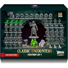 Classic Encounters - Expansion Set I - 60 Iconic DND Miniatures Bulk Monsters, Unpainted Tabletop RPG DND Minis, D&D Miniatures, Fantasy Figurines, Dungeons & Dragons Minis, 28mm, Assembled Unprimed