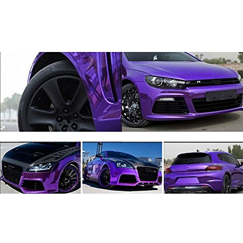 Preisvergleich Produktbild HOHO dehnbar Spiegel Chrom Vinyl Wrap Folie Auto glänzend Folie Air Bubble frei, violett
