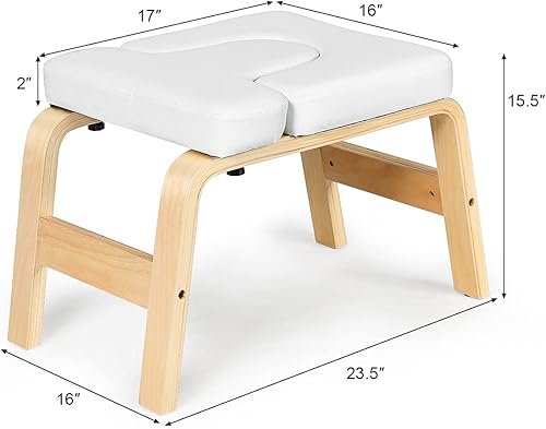 Miniatura 5 de Giantex Banco de cabeza de yoga con almohadillas de VC, silla de inversión de yoga, marco de madera resistente, entrenador de inversión de yoga,