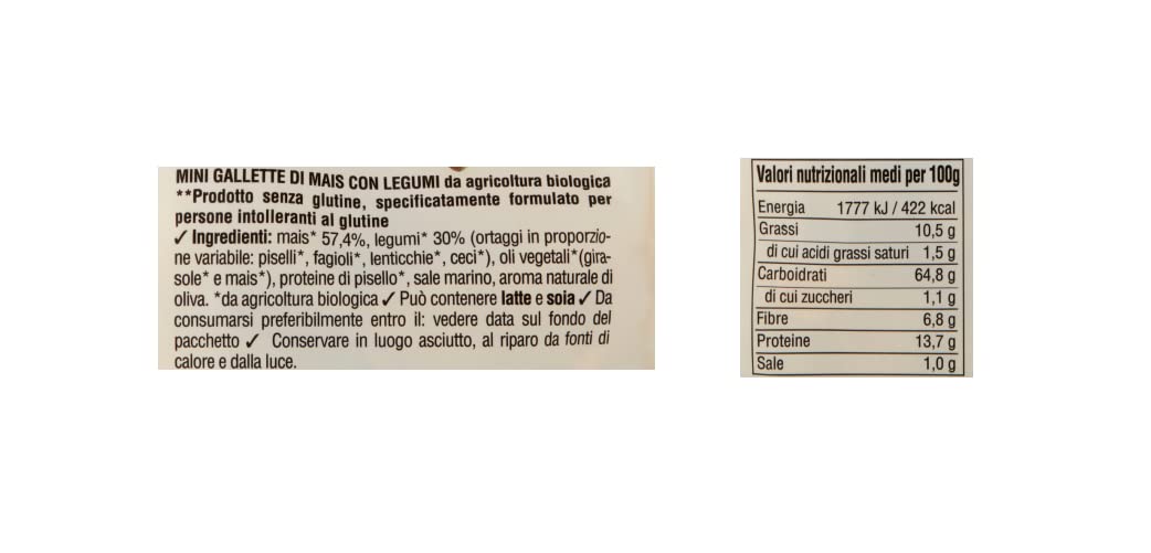 6x Fiorentini SI&NO Mini Gallette con Legumi BIO Mini-Maiskuchen mit Hülsenfrüchten 80g