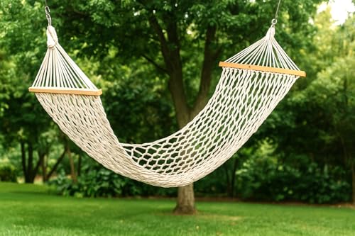 Image of Patiofy Human Size Hammock Swing /Jhula for Balcony /Swing for Balcony for Adult /Jhoola for Home /Hammock /Suitable for Indoor & Outdoor / 120Kgs Weight Bearing Capacity (Beige)
