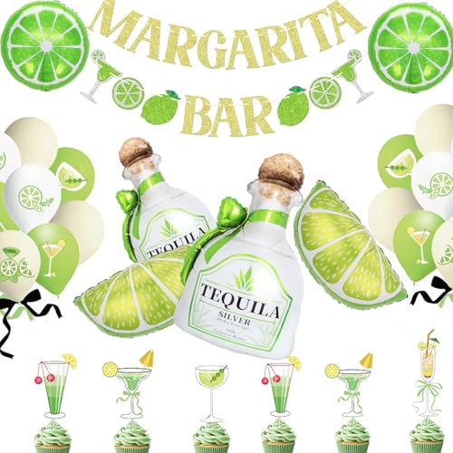 Margarita Party Decorations | Margs and Matrimony Bachelorette Party 49pcs Set- Tequila & Lemon Balloons Banner Caketopper | Lemon Party Decor |Tequila Party Decorations Wedding Shower Fiesta