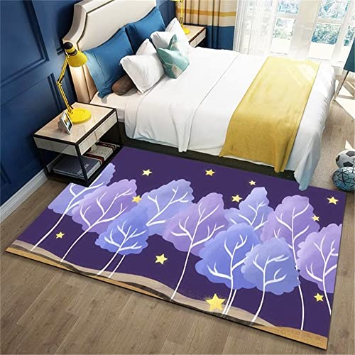 Alfombras Cocina Antideslizante Alfombras para Cocina Alfombra De Salón Lila Cartoon Wood Motif Alfombra Moderna...