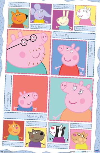 Peppa Pig - Grid Wall Poster, 19L" x 13W", Premium Unframed Version