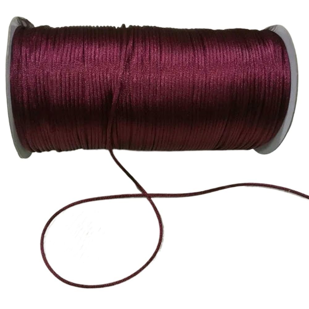 Sznurki do koralików, Pleciony sznurek do makramy 2mm wielokolorowy 10-225m(Burgundy 332,225meters whole roll)