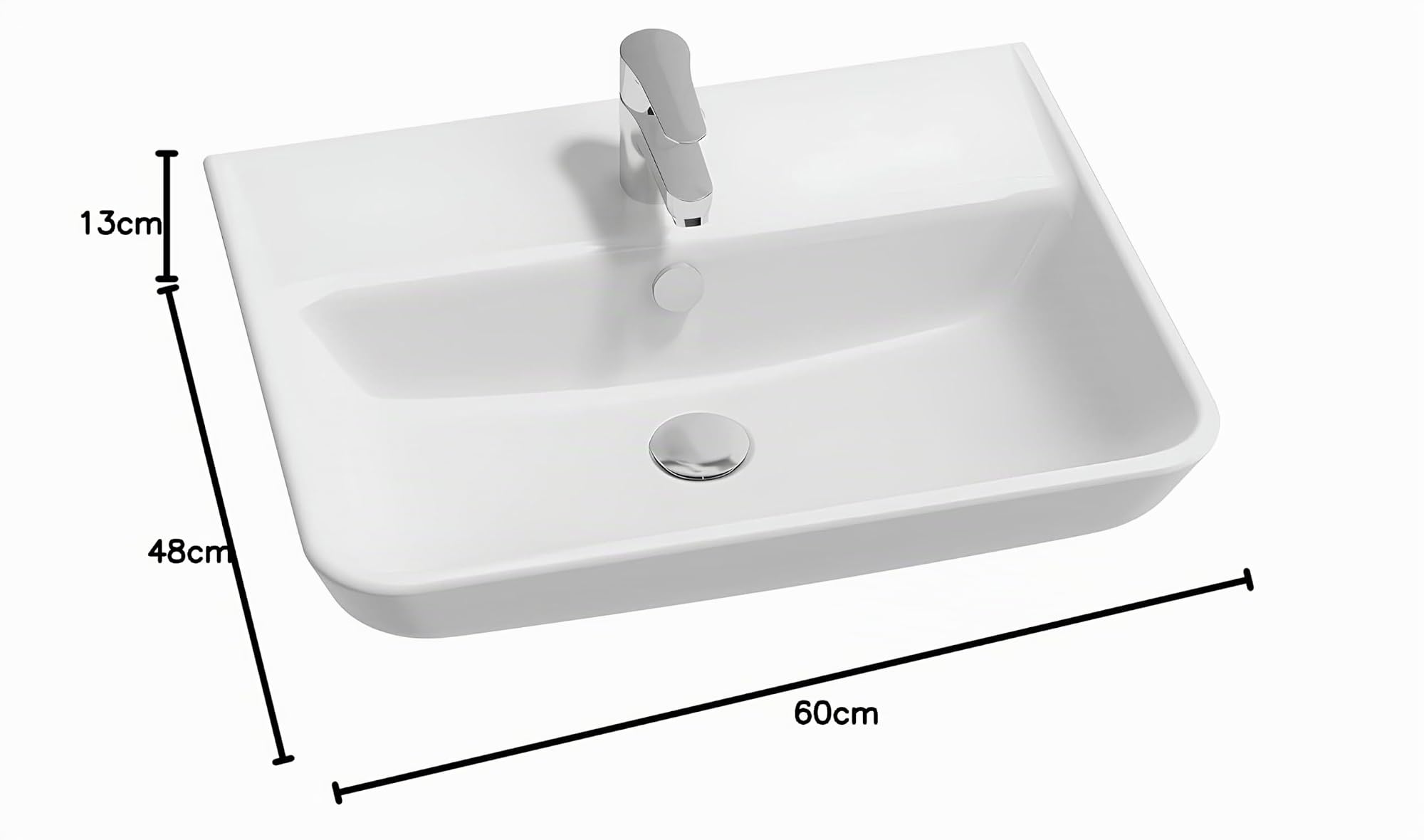 Jacob Delafon Lavabo Struktura 60 cm, Fixation murale, Céramique, Blanc | Céramique recyclée (10%). Lignes géométriques adoucies. Entretien facile