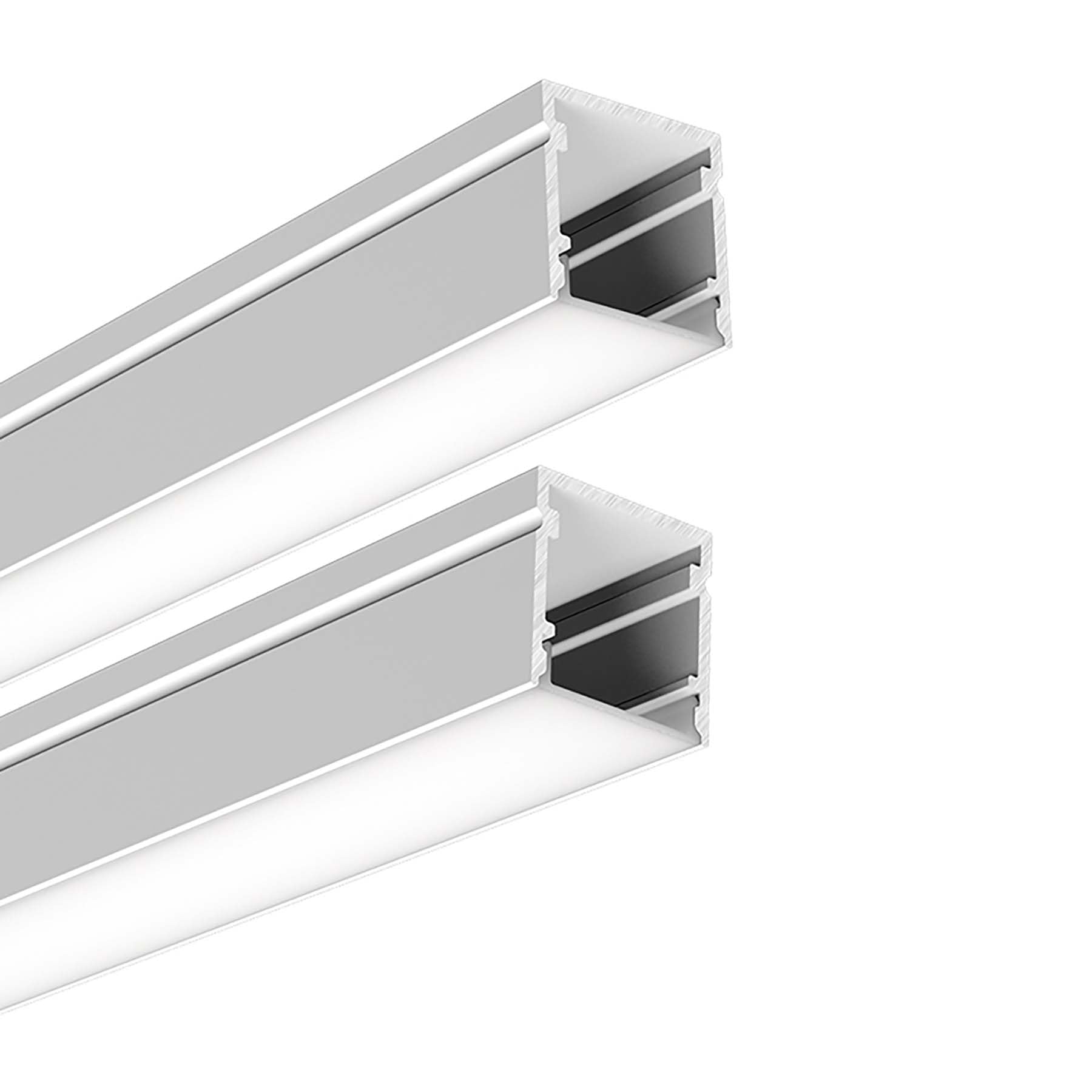 G.W.S® Surface Mounted LED Profile, 2-Pack Aluminium Channel for LED Strip Light, 1 Metre 20mmx20mm (168-M2020) — image 1