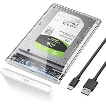 POSUGEAR 2.5 External Hard Drive Enclosure, 6Gbps USB C 3.1 Gen 2 to SATA III Tool-Free Clear External Hard Drive Case for 7mm/9.5mm 2.5 inch SSD HDD with UASP Compatible with WD Toshiba Samsung PS4