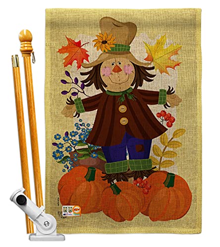 Ornament Collection Autumn Scarecrow House Flag Set Fall Harvest & Pumkins Sunflower Leaves Season Autumntime Gathering Decoration Banner Small Garden Yard Gift Double-Sided, Made in USA