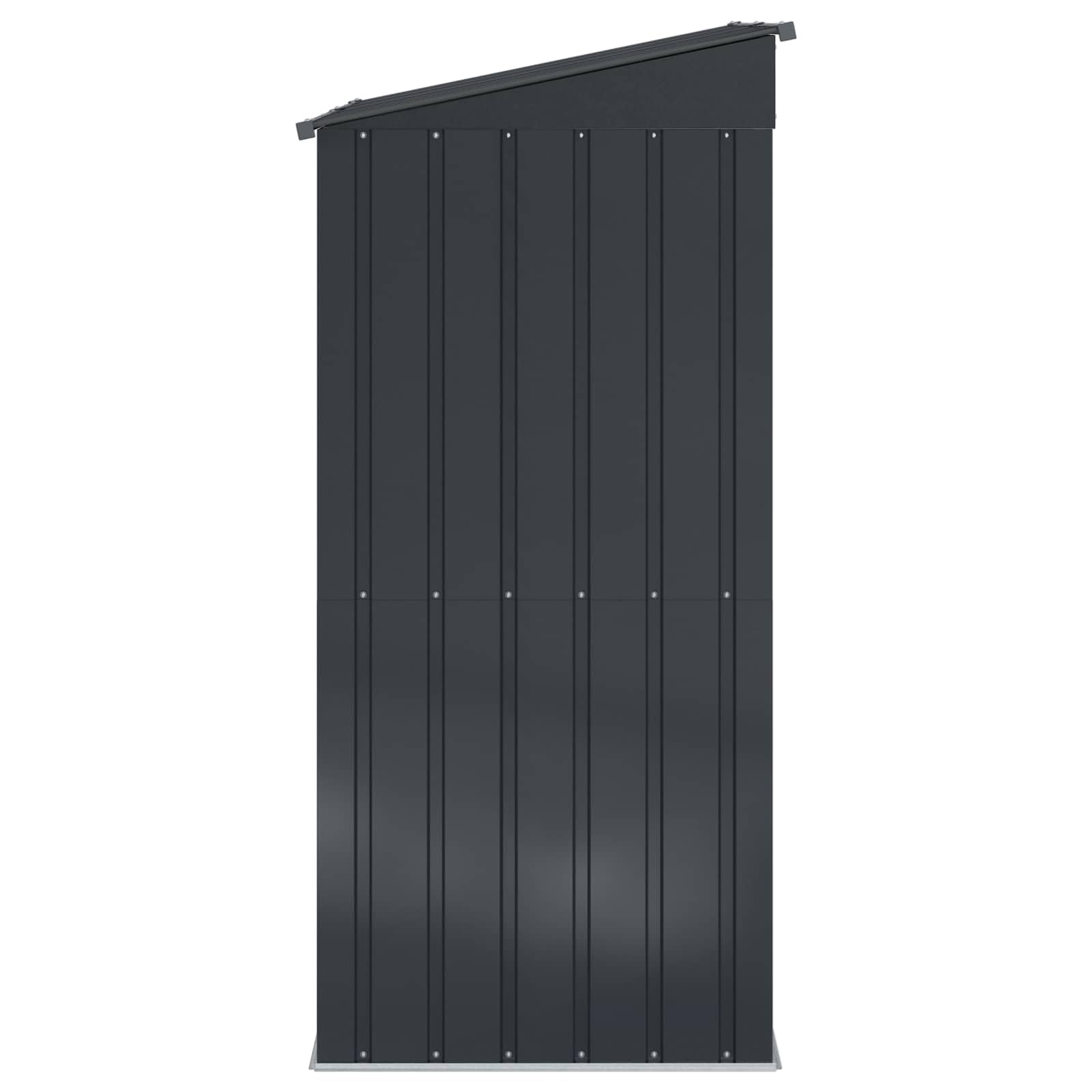 Antracyt metalowy domek ogrodowy 137x81x180 cm, nowoczesny prostokątny schowek na zewnątrz, trwały i odporny na warunki atmosferyczne, łatwy montaż narzędzi i garnków