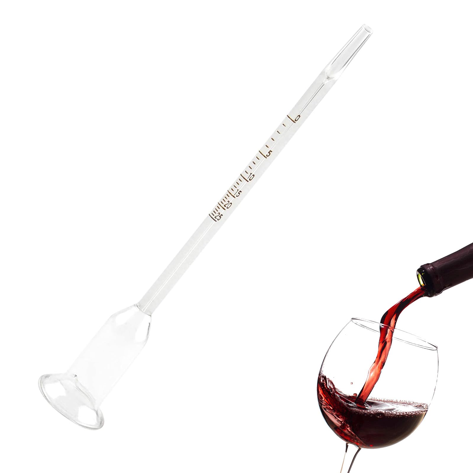 Misuratore alcolico per vino, alcolometro per vino, vetro vinometro da 0 a 25 percentuale, alcool per vino, birra, spumante, liquore e brandy