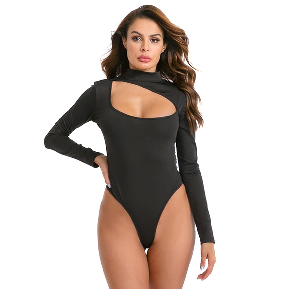 Body Donna Manica Lunga Nero - Tuta Aderente Elasticizzata Per Un Look Sexy E Comodo - Foto 9
