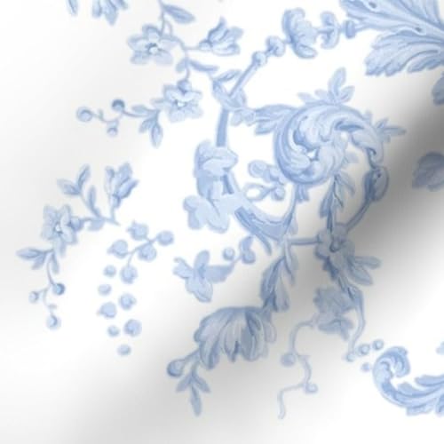Spoonflower FI-F86-D3470770-1Y Fabric - Grandmillennial Cottagecore French Countryside Blue And White Floral Printed thumb #5