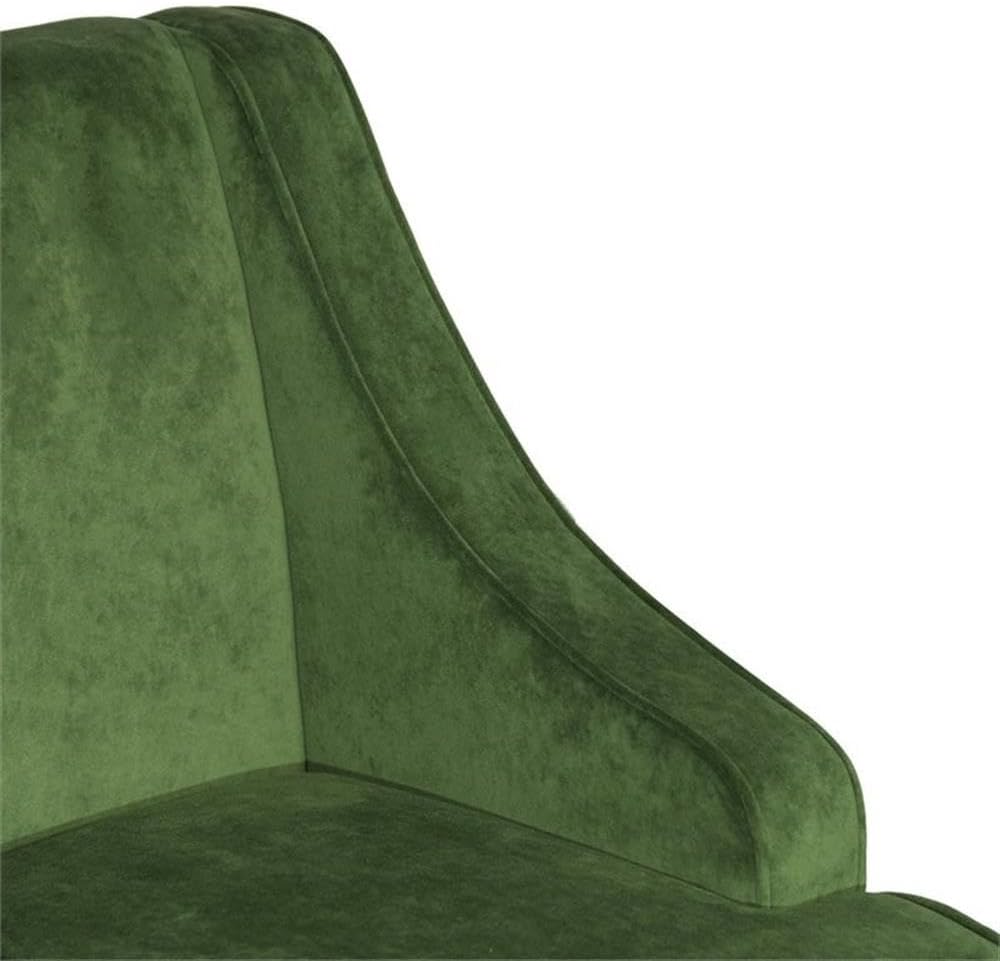 Pemberly Row Traditional Velvet Swoop Arm Accent Chair, Dark Green Upholstery, Hardwood Rubberwood Frame, 33.25" H x 25" W x 27.75" D, Medium Firm Cushion, Elegant Living Room, Bedroom or Home Office