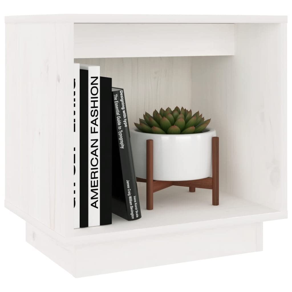 Juego de 2 mesitas de noche, 40 x 30 x 40 cm, madera maciza de pino, color blanco | Mesas auxiliares de madera auténtica resistentes para tu dormitorio, ideal como un estante funcional junto a la cama.