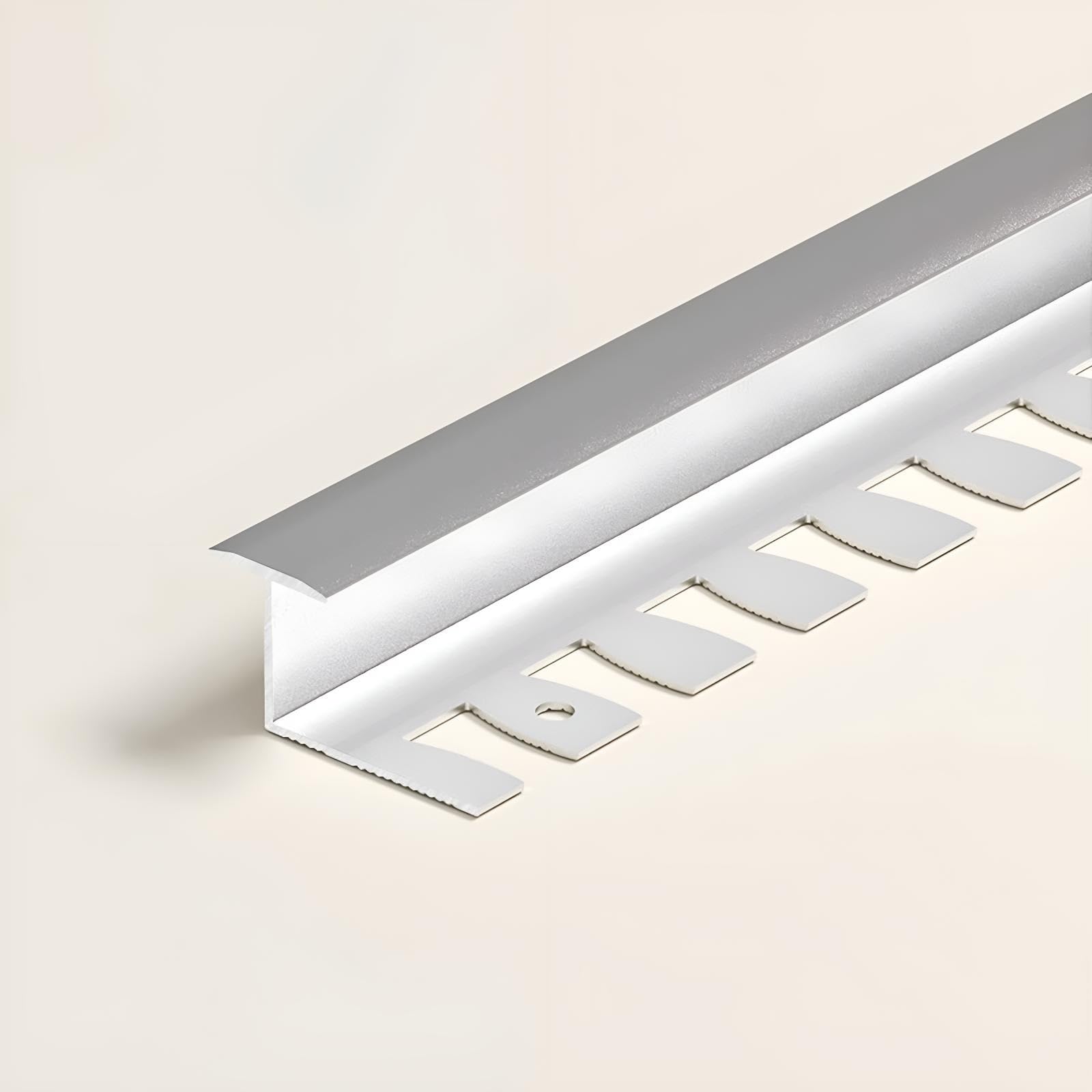 Raouoae Bendable End Profile Metal Anodized Aluminum Strip 135cm, 2 Pieces, Flexible Trim For Bathroom & Kitchen, Corrosion-Resistant, Durable Edge Protector(Silber,T-TYP_HOCH: 8.5MM)