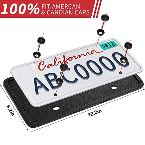 XCLPF Silicone Black License Plate Frame Covers 2 Pack- Front and Back Car Plate Bracket Holders. Rust-Proof, Rattle-Proof, Weather-Proof ( Black) - Thumbnail 3