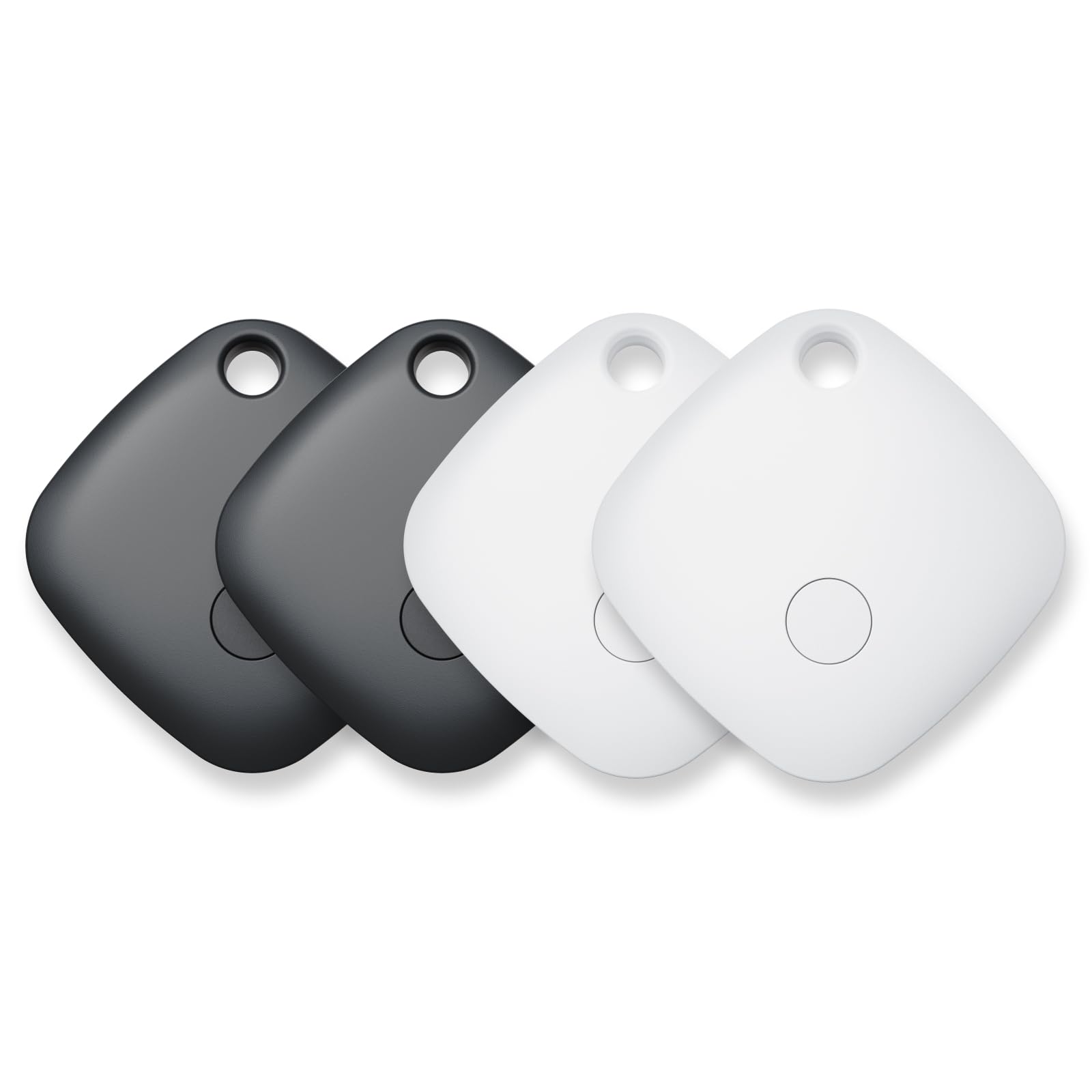 EMONAIR Mate Tags-4Pack, Key Finder, Bluetooth Luggage Tracker Works with Apple Find My APP (iOS Only, Not for Android), Item Locator for wallet, Backpack, Suitcases, Replaceable Battery (Black&White)
