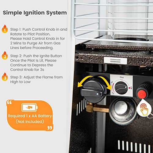 Giantex Portable Tabletop Patio Heater - 9500 Btu Pyramid Propane Heater With Glass Tube, Simple Ignition System, Dancing Flame, Csa Certification, 35”Outside Heaters For Patio (Black) #TOP3