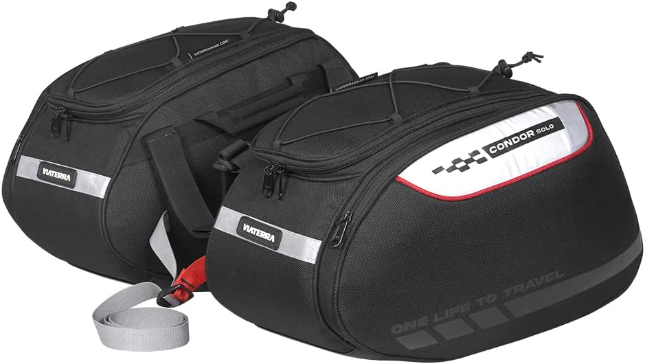 ViaTerra Fabric Condor Solo Waterproof Motorcycle Saddle Bag - Ultimate Bike Riding Accessories & Luggage Solution With Durable Bike Side Bags