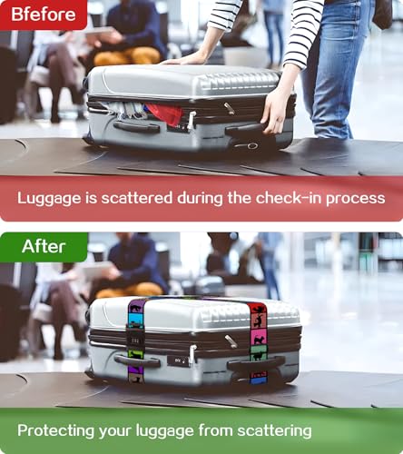 Image of Luggage Straps for Suitcases Travel Belt Luggage Band with Lock Heavy Duty Traveling Luggage Identifier Cat Colorful Cute Women Girls Unique Accesory Personalized