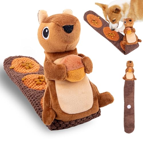 Eichhörnchen Hundespielzeug,Intelligenzspielzeug für Hunde,Quietschend Welpenspielzeug,Interaktives Hundespielzeug,Schnüffelspielzeug Hund,Puzzle Toys for Dogs,Herbst Hund Plüsch Kauspielzeug