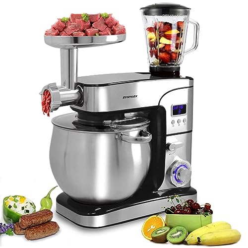 Syntrox Küchenmaschine Schwarz Edelstahl 12 Liter Küchengerät & Fleischwolf, Multi-Funktions-Küchenhelfer, Hochleistungs-Küchenmixer, 2000 Watt Syntrox Küchenmaschine Schwarz Edelstahl 12 Liter Küchengerät & Fleischwolf, Multi-Funktions-Küchenhelfer, Hochleistungs-Küchenmixer, 2000 Watt
