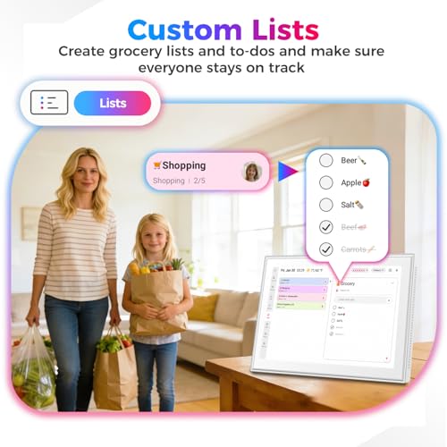 Image of Akimart 10.1 inch Digital Calendar & Chore Chart, Smart Touchscreen Interactive Display for Family Schedules, Digital Photo Frame Functon, Wall & Desk Mountable, Great for Organizing Your 2026 Calendar