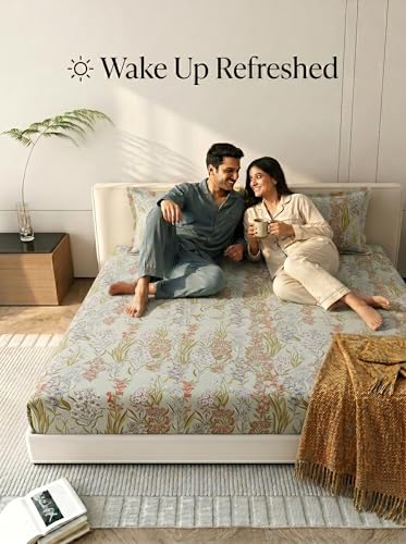 Image of Mafatlal 125 GSM Merino Double Bedsheet with Pillow Covers |90 x 100 Inches | Soft, Breathable & Lightweight | Multicolor