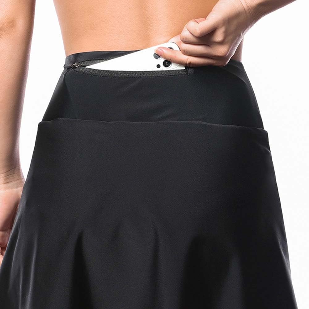 Jupe Short Cyclisme Femme 2-en-1 Rembourrée 5D Gel – Short VTT Respirant Anti-Chocs Jupe Sport Été – Noir XXL