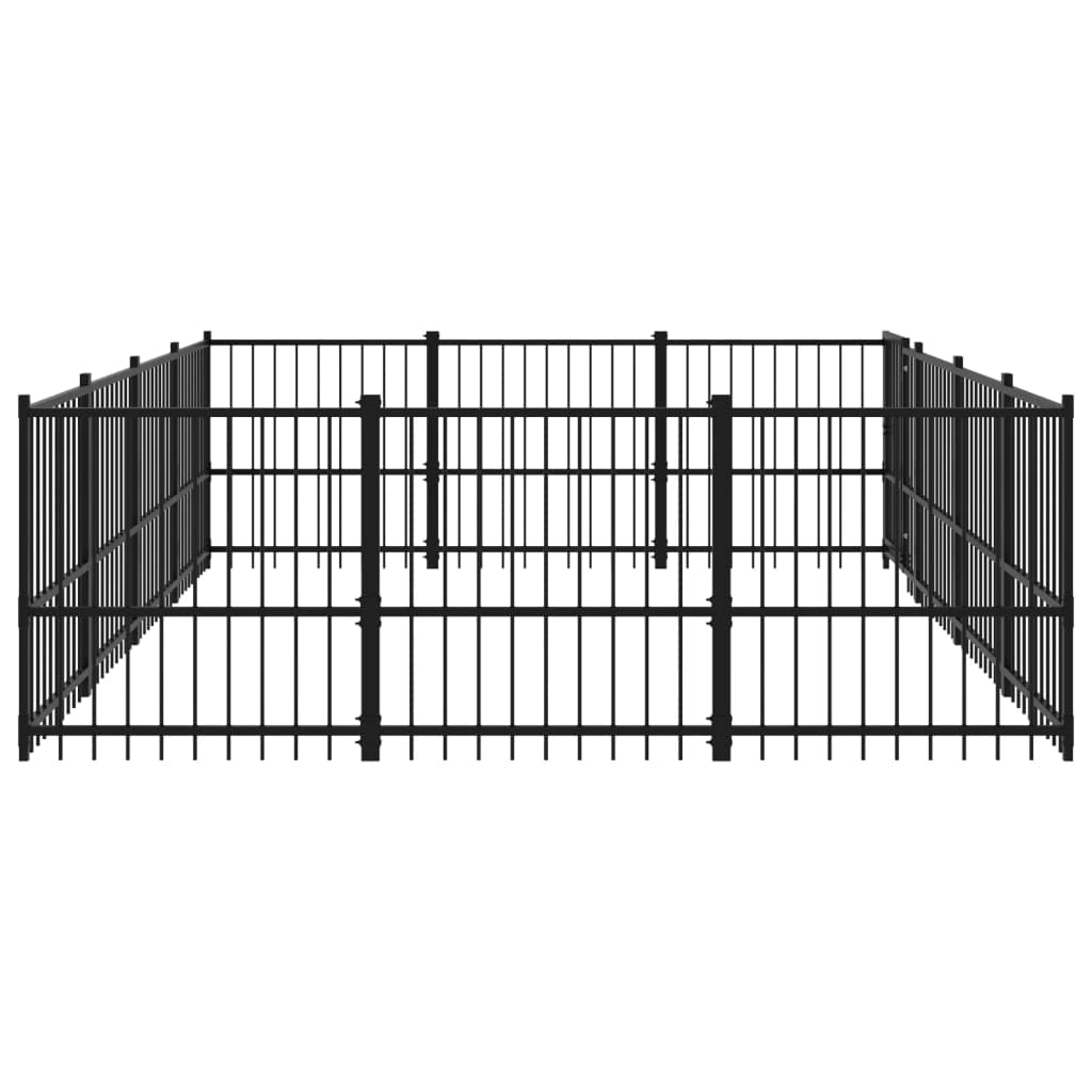 Perrera para perros de acero con recubrimiento en polvo, 11,58 m², con puerta giratoria, parque y cercado para cachorros y perros, protección de seguridad, entrenamiento en el jardín, camping