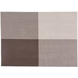 Lavable y de fácil cuidado LEVIVO Set de manteles Individuales, Tela, Gris Pardo/Beige, 35 x 50 cm