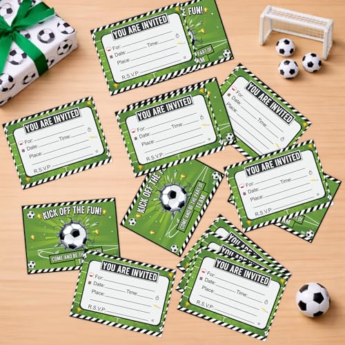Image of Party Propz Football Theme Birthday Invitation Cards -20 Pcs, Kick Off the Fun Kids Birthday Invitation Card, Double-Sided Sports Theme Invitation Card for Kids (Cardstock)