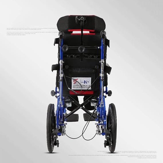 JITEM Mobile Cerebral Palsy Wheelchair for Kids Lightweight Driving Medical Full Lying Ergonomic Child Wheelchair Folding Manual Wheelchair W/Desk Tray & Canopy Awning, 36cm Driving Trolley