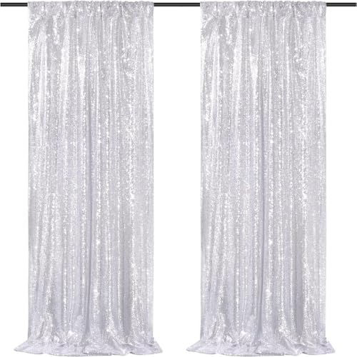 BrillShine 60 x 240 cm plata lentejuelas foto telón de fondo cortina 2 piezas fiesta fondo cortina para bautizo boda despedida de soltera cumpleaños graduación escuela fiesta decoración