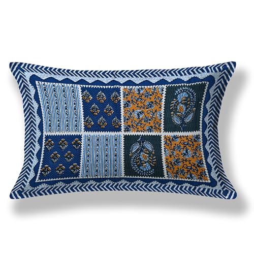 Image of 100% Cotton Single Bedsheet with 1 Pillow Cover | 240 TC Pure Cotton Flat Bed Sheet | Traditional Jaipuri Printed Bedding Set | Soft & Breathable | 60 x 90 Inch (Rangmahal Single 64)
