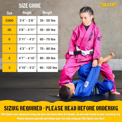 Elite Sports IBJJF Ultra Light BJJ Brazilian Jiu Jitsu Gi for Kids with Preshrunk Fabric and Free Belt (Pink, 2) by Elite Sports - Used condition - Image 2