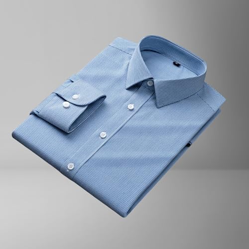 Camisa de botones sin arrugas masculina para evitar el planchado 7