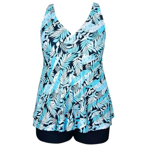 Maillot de Bain Grande Taille Femme 2 Pièces : Tankini Imprimé Jupe et Transbronzant