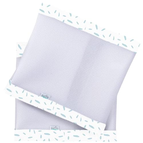 Purflo Tour de lit respirant,Alternative sûre aux pare-chocs traditionnels de lit de bébé,Maille lavable en machine et fixations Velcro faciles à installer,Essentiels pour bébé,Bleu brume Cover