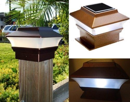 2pc Solar Power Garden Light Copper Color Square Deck Post Fence Mount 4"x4" Yard Lamp