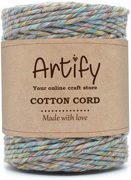 Artify | Single Strand Cord (3mm, 20 Meter) | Macrame Cord for Handmade Plant Hanger Wall Hanging Craft Making - Multi