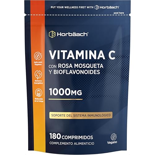 Vitamina C 1000 mg Bioflavonoides Rosa Mosqueta | 1 por Día | 6 Meses de Suministro - 180 Comprimidos Veganos | Vitamin C Complex | Horbaach