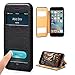 iPhone 6/6S plus Black case For men in Synthetic Leather with flip case,ZVE Ultra Slim Thin Iphone 6 plus Case Cover With Window Open Stand for apple iPhone 6/6s plus 5.5