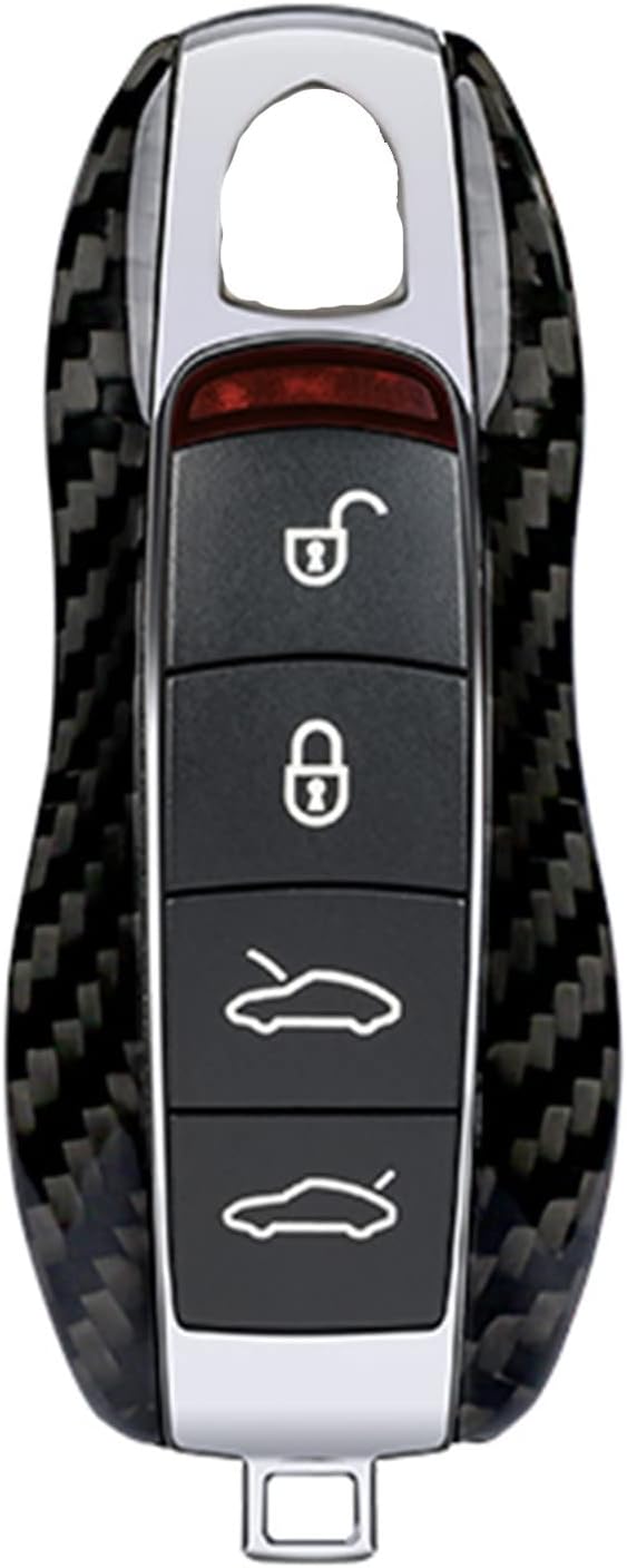 MissBlue Carbon Fiber Key Fob Cover for Porsche 718 911 Carrera 918 Spyder Boxster 981 Cayenne 92A Cayman 981 for Macan Panamera 970 Car Key, Light Glossy Replacement Key Fob Protection Case - Black