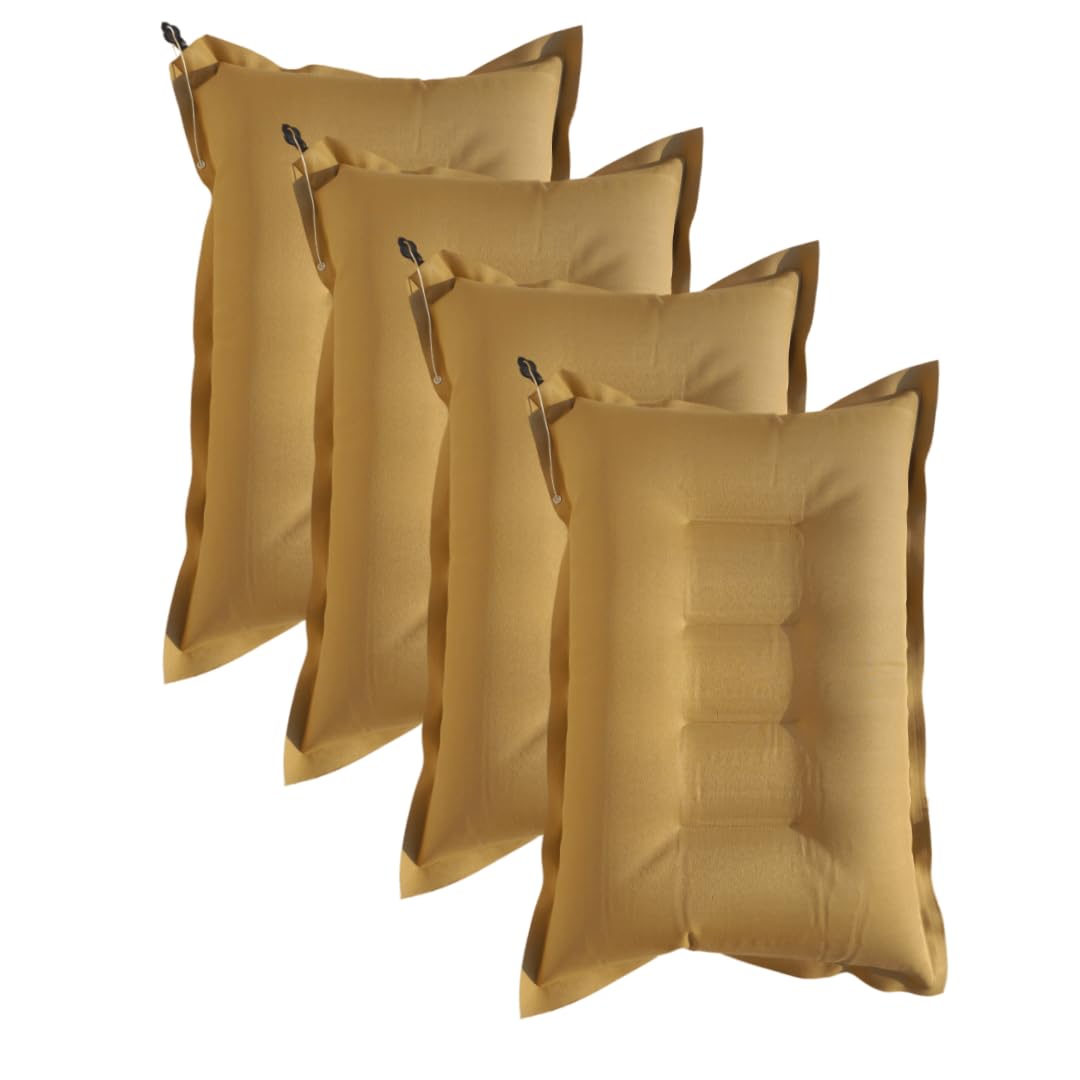 PM SQUARE Cotton Blend Inflatable Soft Portable Khaki Air Travel Pillow Pack of 4 for Travelling in Train, Bus, Camping, Hostel and Office-image-36