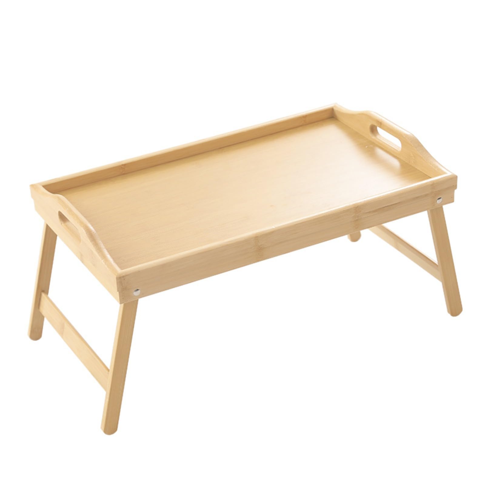 Plateau de lit en bambou naturel avec pieds pliables – Parfait pour le petit déjeuner, les collations, le travail sur un ordinateur portable et le service dans le canapé ou la cuisine – Design